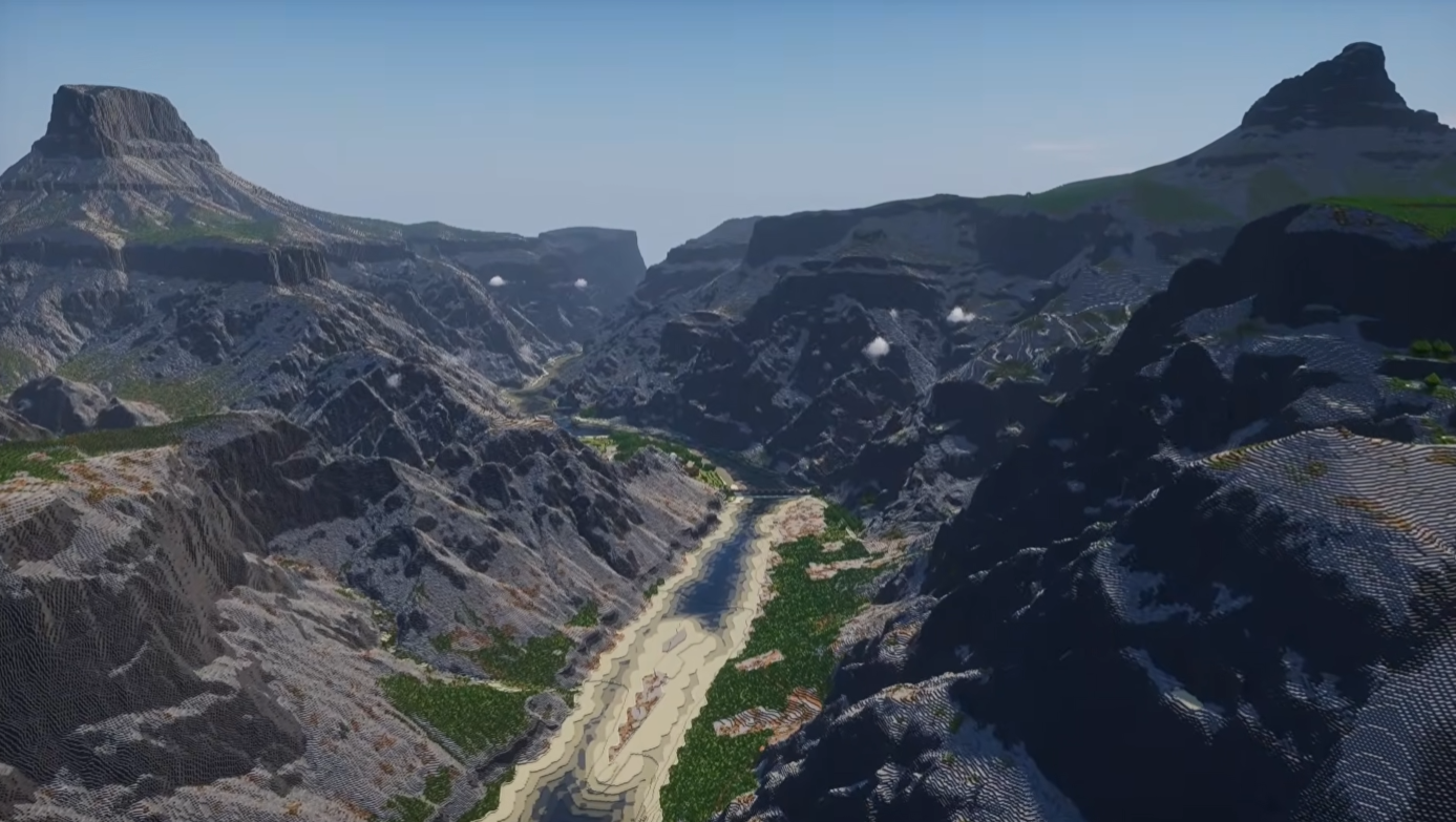 Grand Canyon terrain rendered in Minecraft via Arnis
