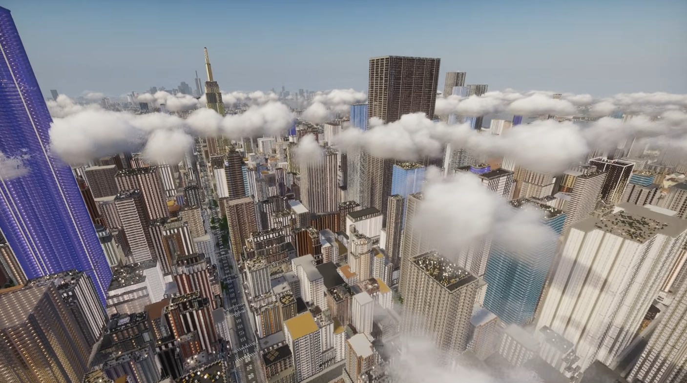 New York rendered in Minecraft via Arnis (angle 3)